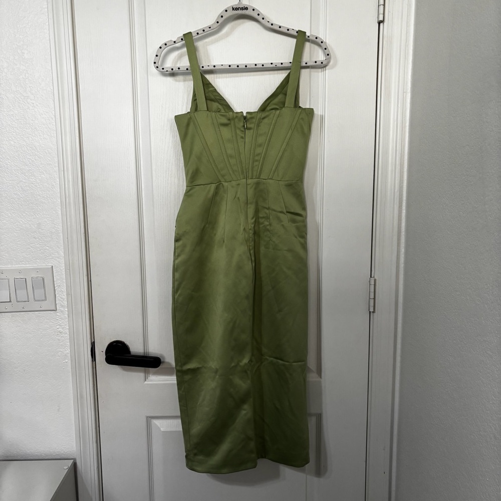 HOUSE OF CB Faye Pistachio Satin Corset Dress Size S - Picture 6 of 8